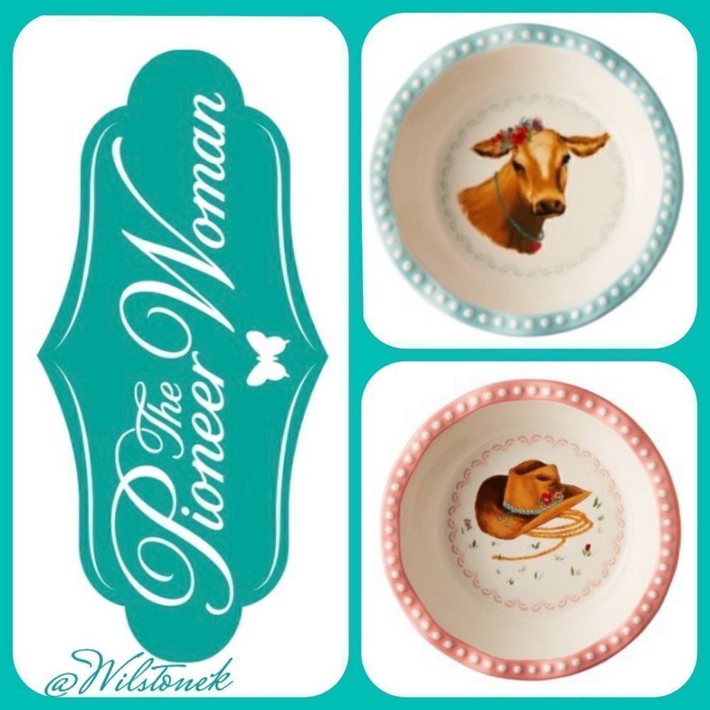 The Pioneer Woman set of 2, Cow and Hat Sweet Romance Blossoms mini Pie Pans